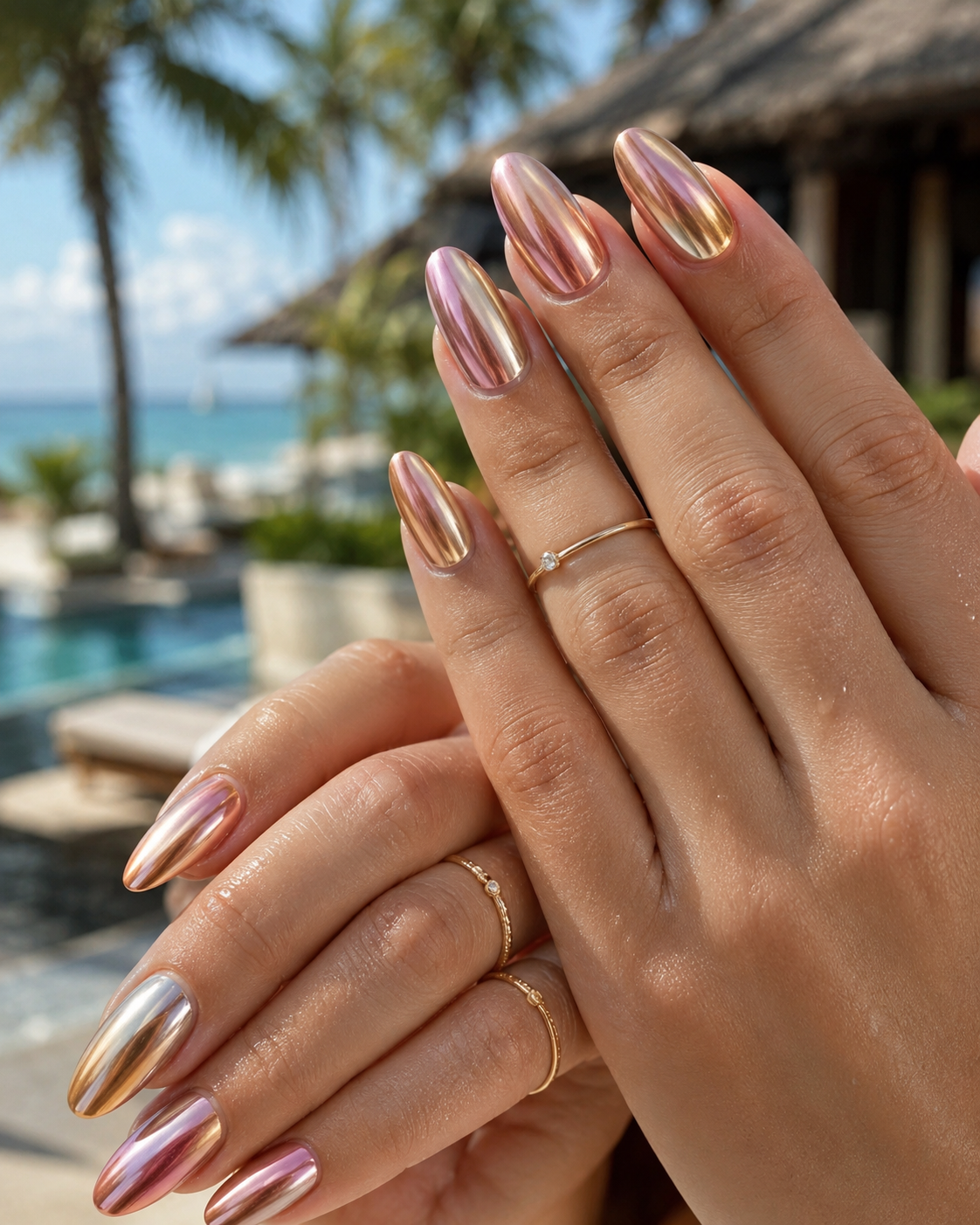 Tropical Chrome Nails